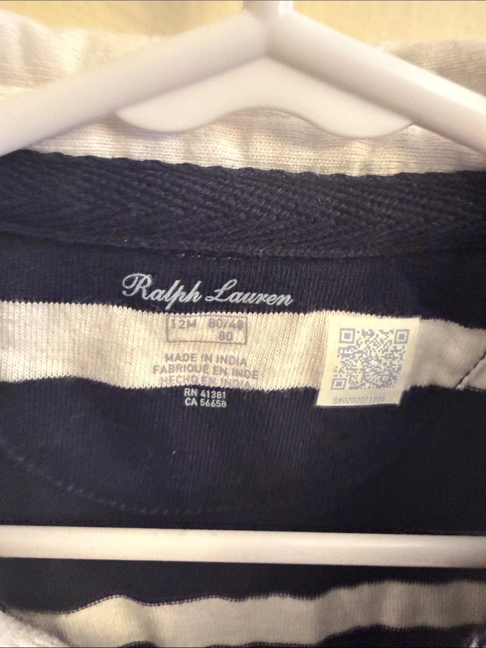 Ralph Lauren Navy & White Striped Polo One-Piece with Red Logo